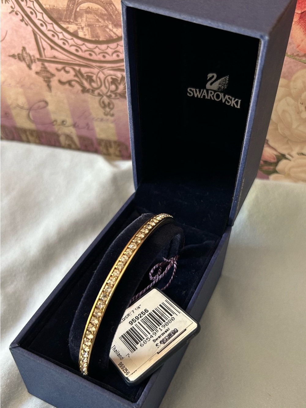 Swarovski Gold and Clear Crystal Line Bracelet - Picture 2 of 14